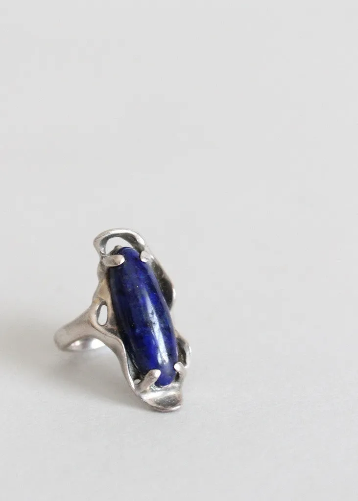 Vintage Restless Waves Silver and Lapis Ring