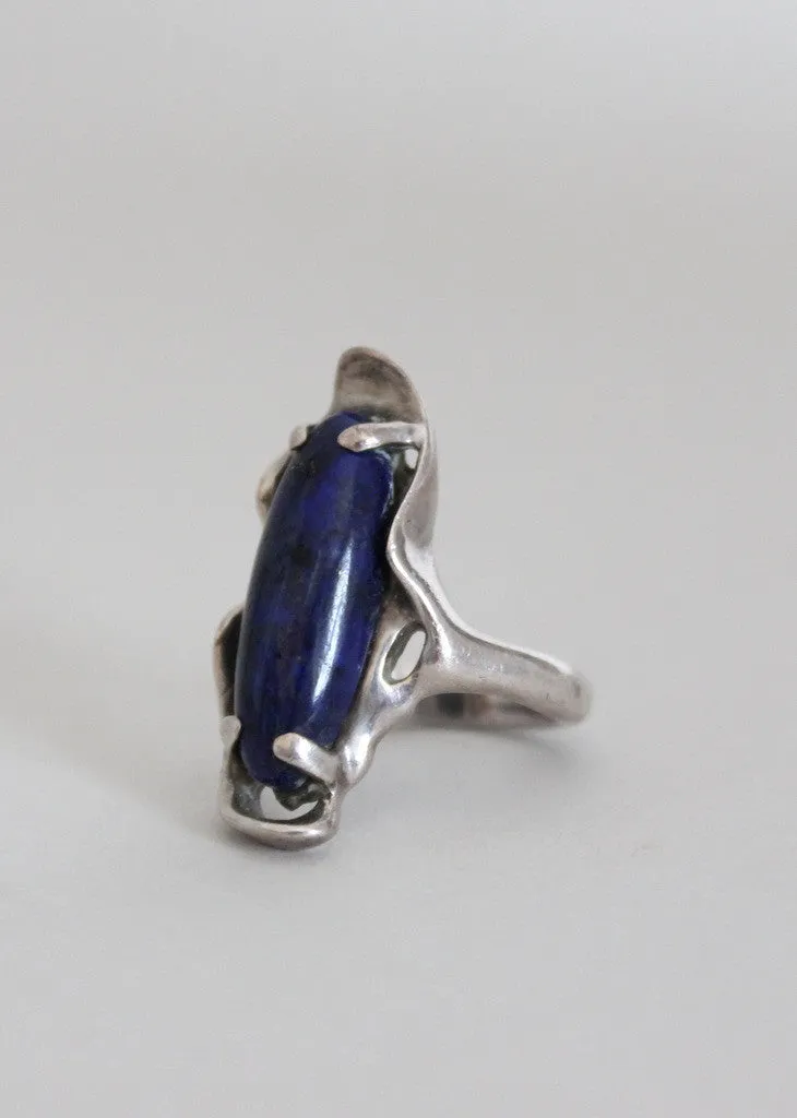 Vintage Restless Waves Silver and Lapis Ring